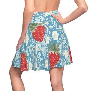 Strawberry Floral Women's Skater Skirt, Summer Fashion, Casual Wear